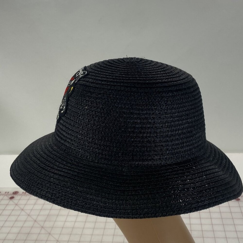 Ed Hardy~ Embroidered Black Straw/Paper Bucket Hat~OSFM - Picture 3 of 5
